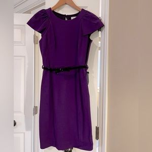 Milly of NY Purple Dress with black bow belt. Size Small.